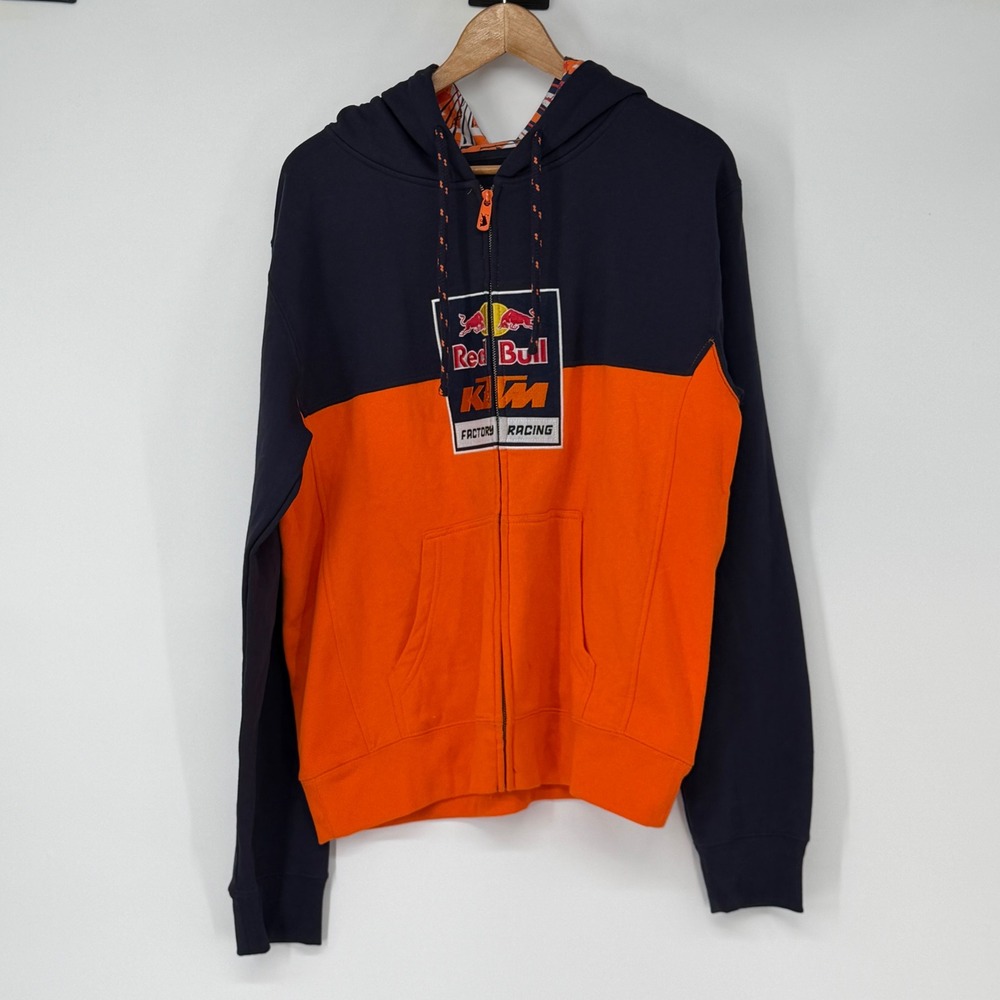 Red Bull KTM Factory Racing Mens XL Zip Up Hoodie‎ Orange Navy Blue